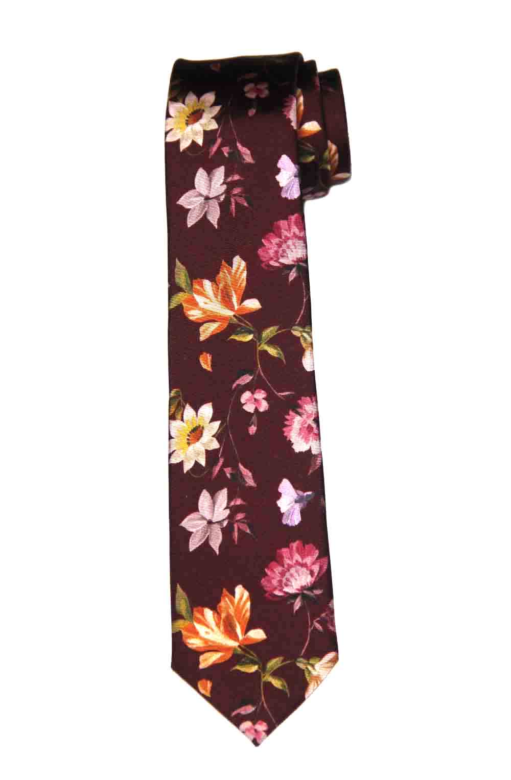Ted Baker Italian Silk TIe Red Floral Men's Narrow Ted Baker Italian Silk TIe Red Floral Men's Narrow