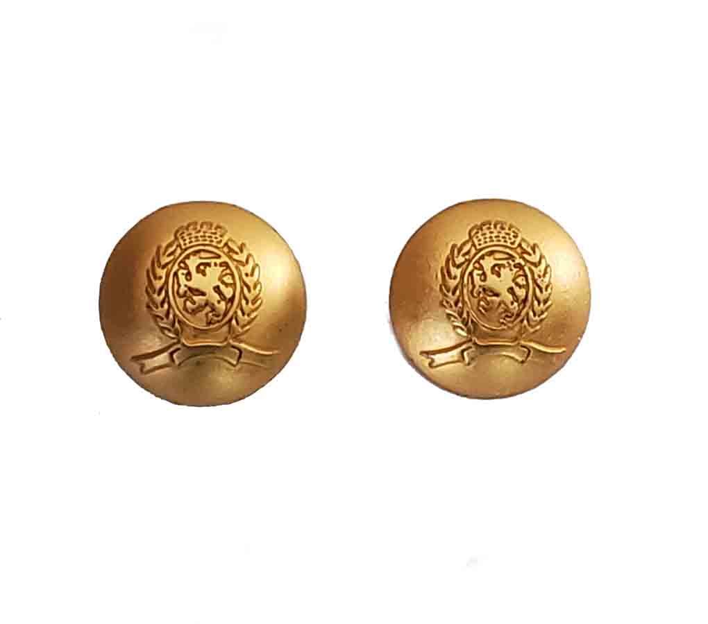 Two Vintage Tommy Hilfiger Dome Blazer Buttons Gold Brass Crown Rampant Lion Y9Z Men's 11/16"