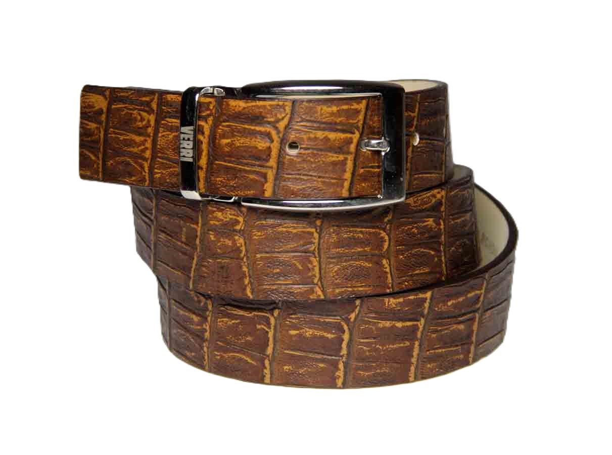 Verri Italy Italian Leather Belt Brown Textured Men's Size 42