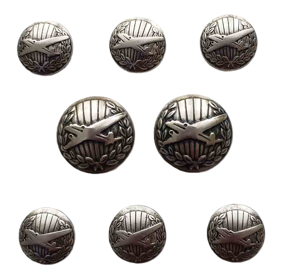 Rare Vintage Delta Airlines by Waterbury Blazer Buttons Set Airplane Silver Gray
