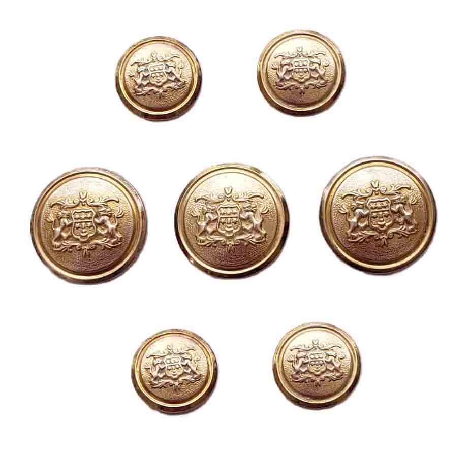Vintage Waterbury Gold Brass Blazer Buttons Set Lions and Shield Pattern J1K Men's