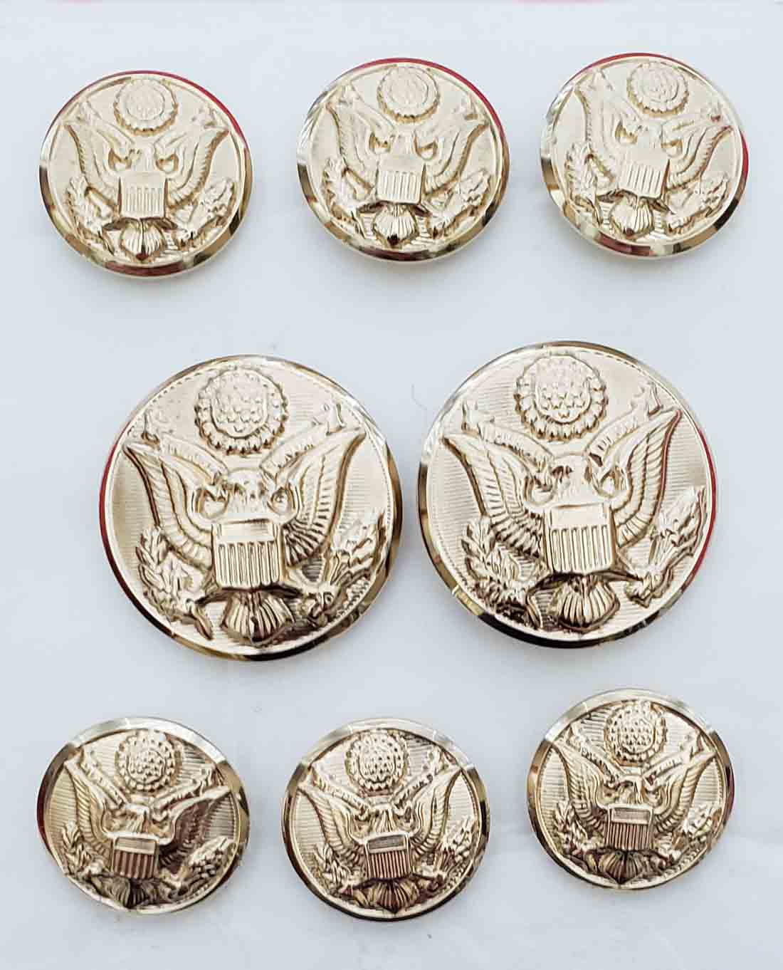 Waterbury Military Style Eagle Emblem Gold Brass Blazer Buttons Set Shank Men's
